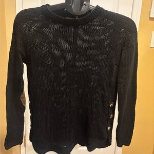 Harper Midnight Crewneck Sweater with Side Buttons